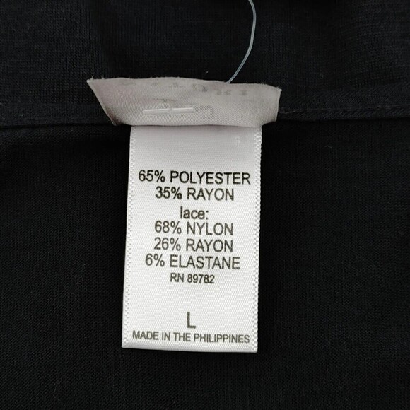 Natori Congo Pajama Top Womens Large Black Loungewear Lace Long Sleeve Pj Shirt - Picture 8 of 9